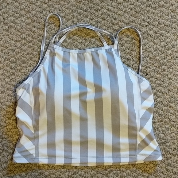 Roolee Other - Nani grey and white stripe crop bikini top